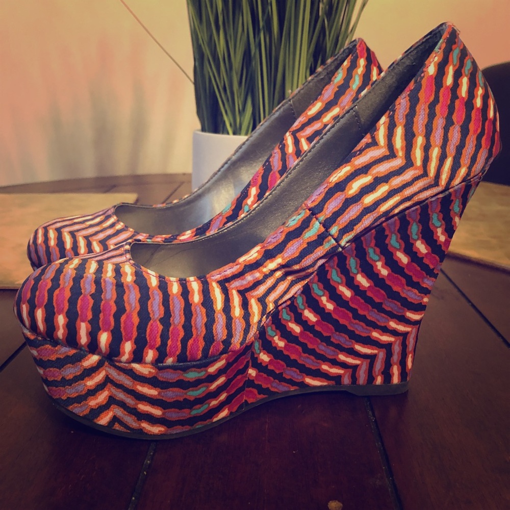 Madden Girl colorful wedge heels